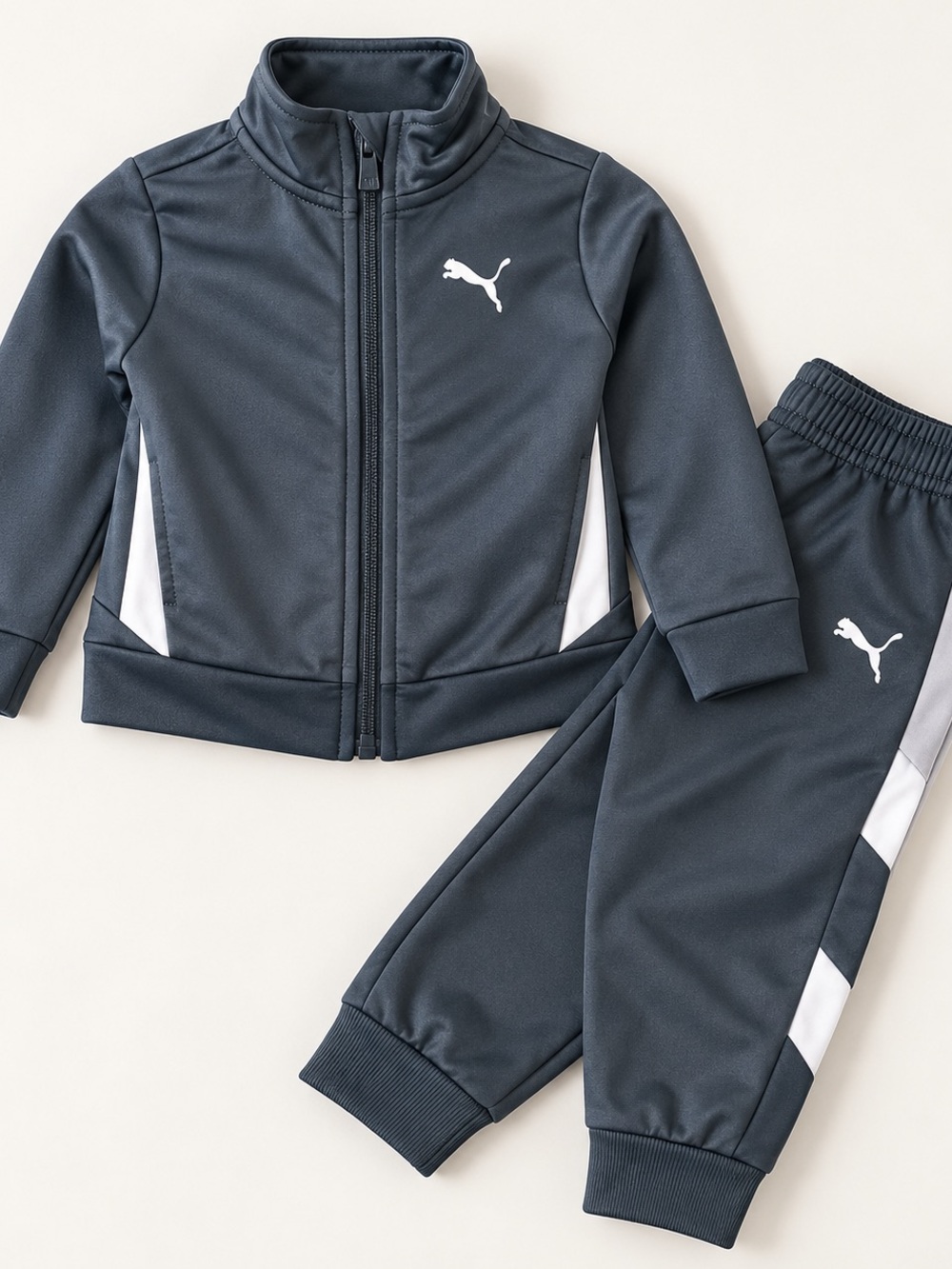 Puma Kids' Charcoal Grey and White Zip-Front Jacket